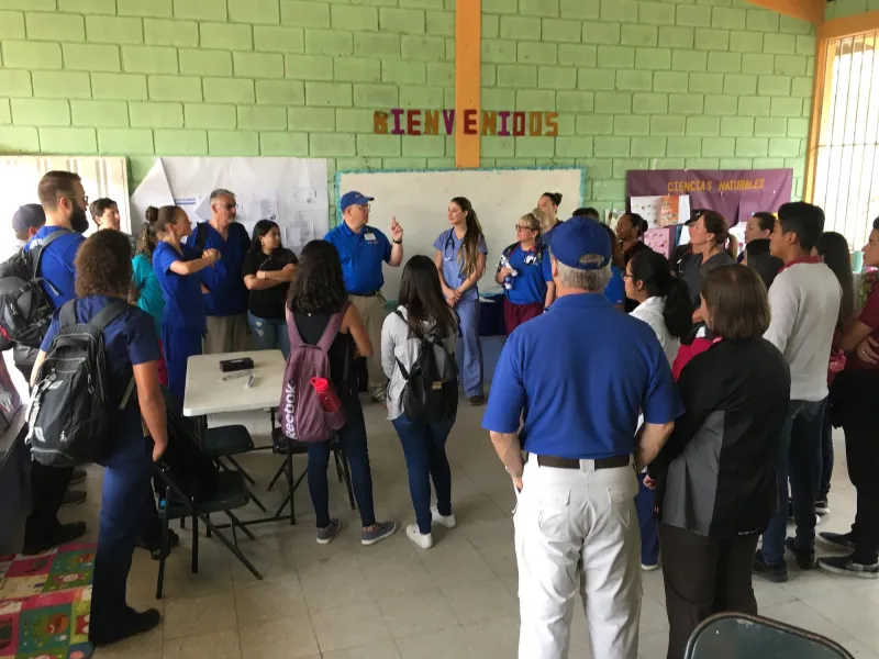 Mission team meeting before clinic day