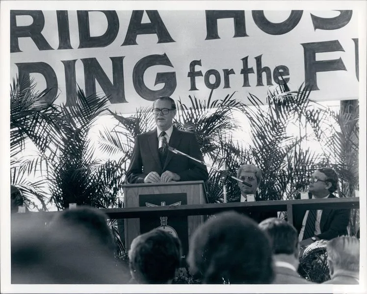 Don Welch at a Podium in 1973.