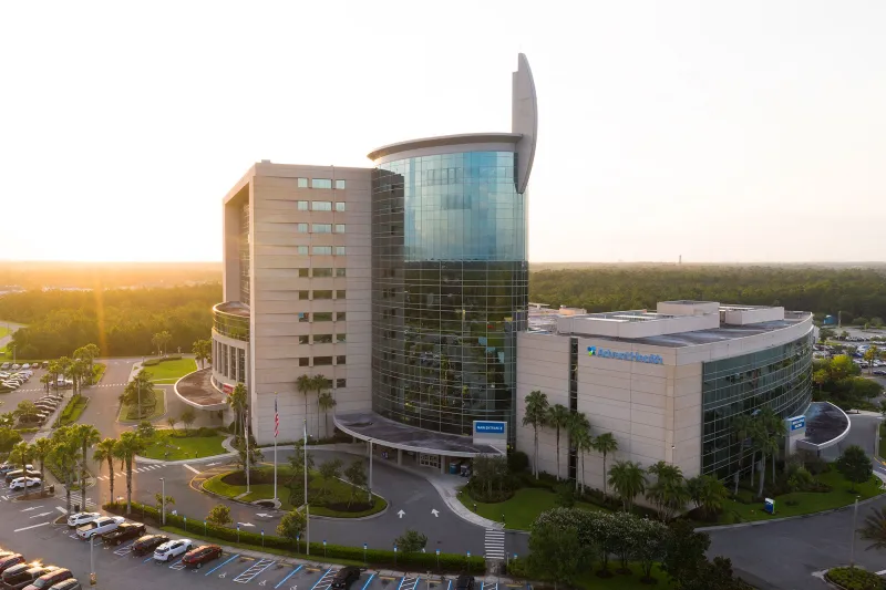 A full side view of AdventHealth Daytona's ER facility