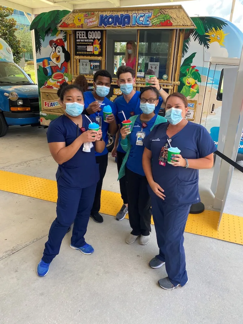 Nurses enjoying kona ice drinks