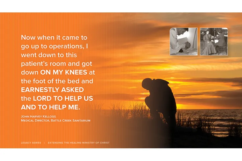 A Man Kneels and Prays and Sunset