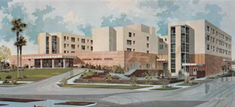 Illustration of Waterman Memorial Hospital, now AdventHealth Waterman.