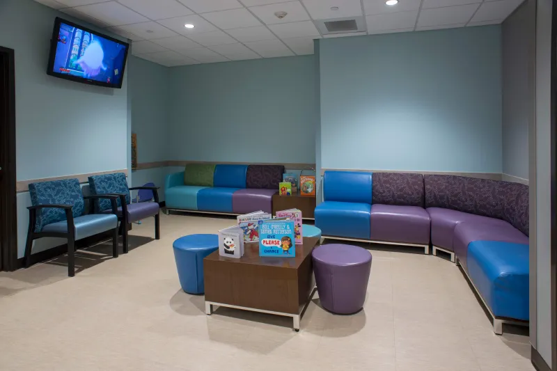 Waiting room with chairs.